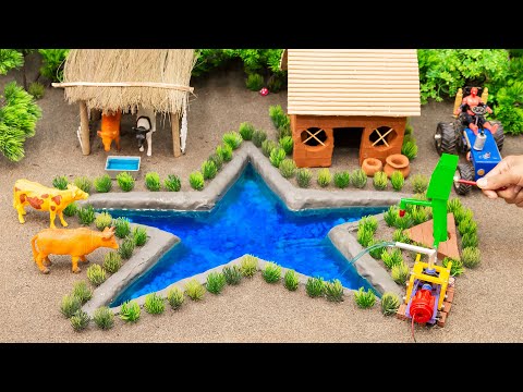 DIY how to Build Star Swimming Pool | Cattle Cow | Mini Hand Pump Supply Water for Animal #12