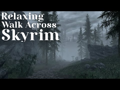 Relaxing Walk Across Skyrim ⚔️ Falkreath to Riften 🏔️ Soft Music and Ambient Sounds [no commentary]