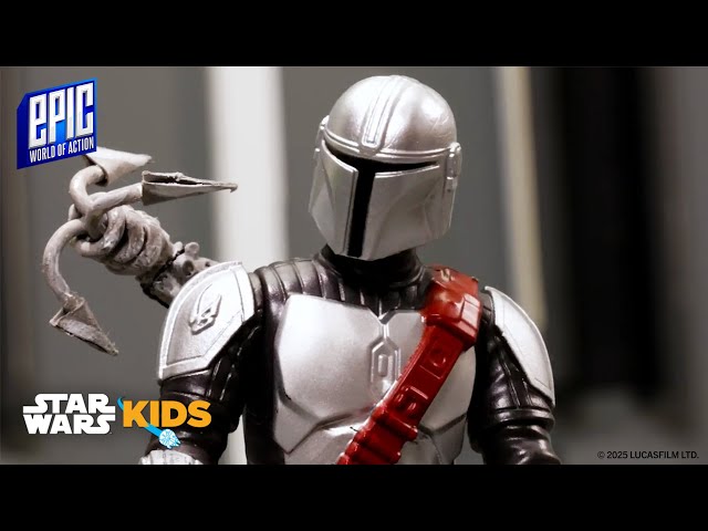 Vídeo relacionado con Star Wars The Mandalorian & Grogu, Bláster cazarrecompensas, Figura de acción de 28 cm con Efectos de Sonido, Juguetes interactivos para niños y niñas, Edad: 4+