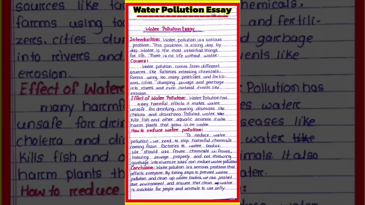 Essay in English of water pollution||writing skill||#essay in English.