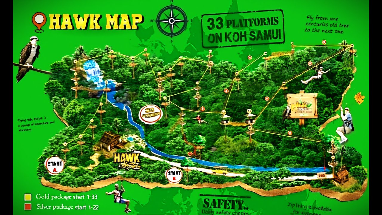 Embark on an exhilarating journey at the Hawk Adventure Zipline Park in Koh Samui.