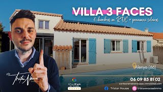 Villa 3 faces à Alenya - piscine et panneaux photovoltaïques – 5 chambres dont quatre en RDC ￼