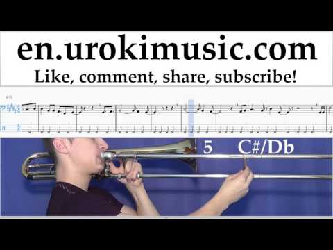 How to Play Trombone David Guetta Justin Bieber - 2U Tabs Part#2 um-i352