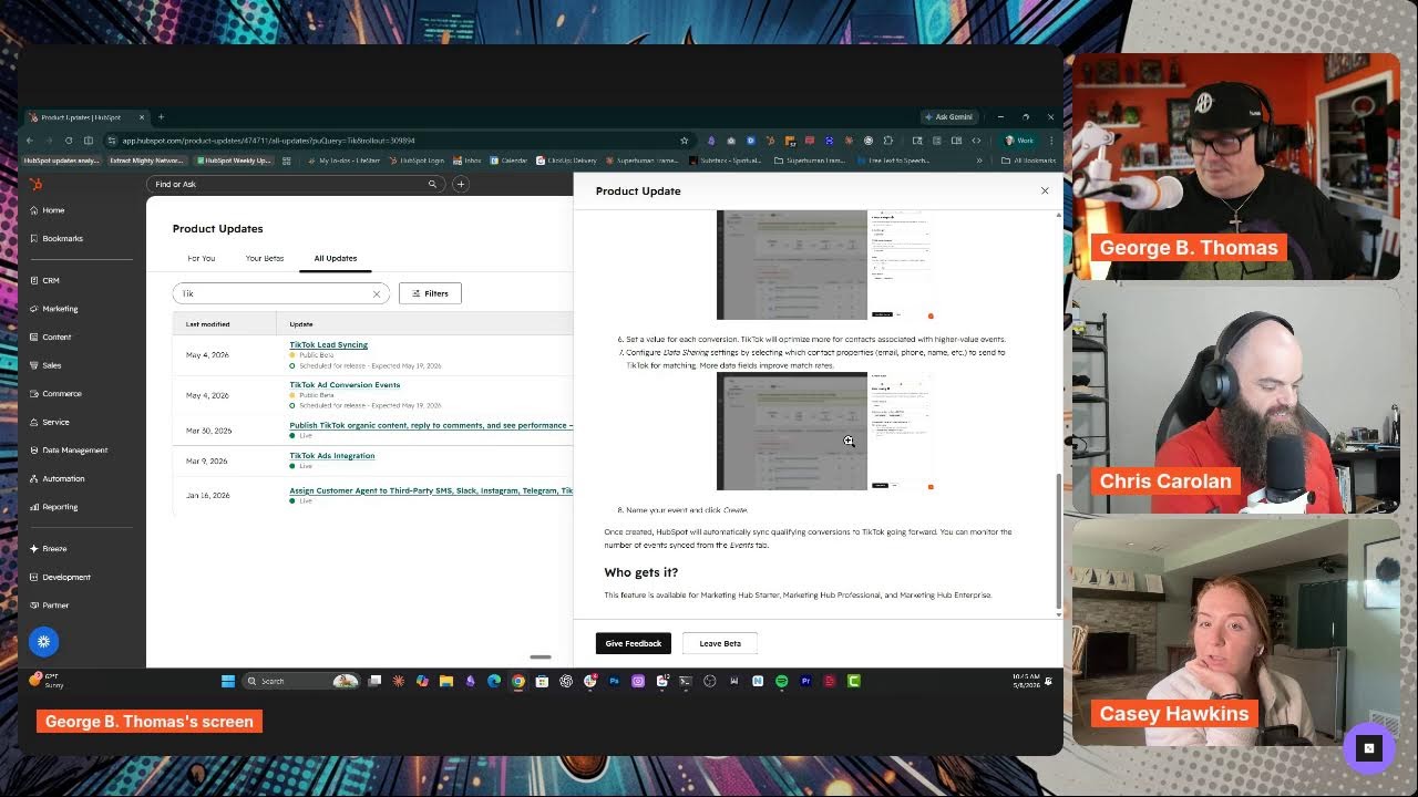 HubSpot Updates Live with George B. Thomas, Chris Carolan, and Casey Marotta
