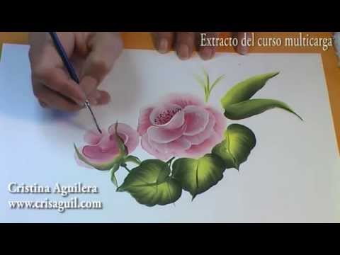 Curso pintura muticarga , pintar rosas , Painting roses, one stroke painting
