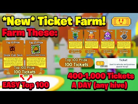 *New* OP Ticket Farm! 400-1,000 Tickets A DAY With New Leaderboards!! (Bee Swarm Simulator)