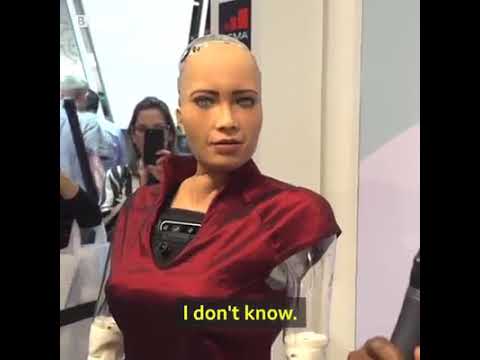 BBC Africa's Larry Madowo interviews robot.