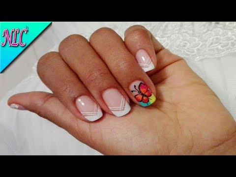 DECORACIÓN DE UÑAS MARIPOSA Y FRANCÉS ♥-BUTTERFLY NAIL ART  -COMO HACER MARIPOSAS EN LAS UÑAS – NLC