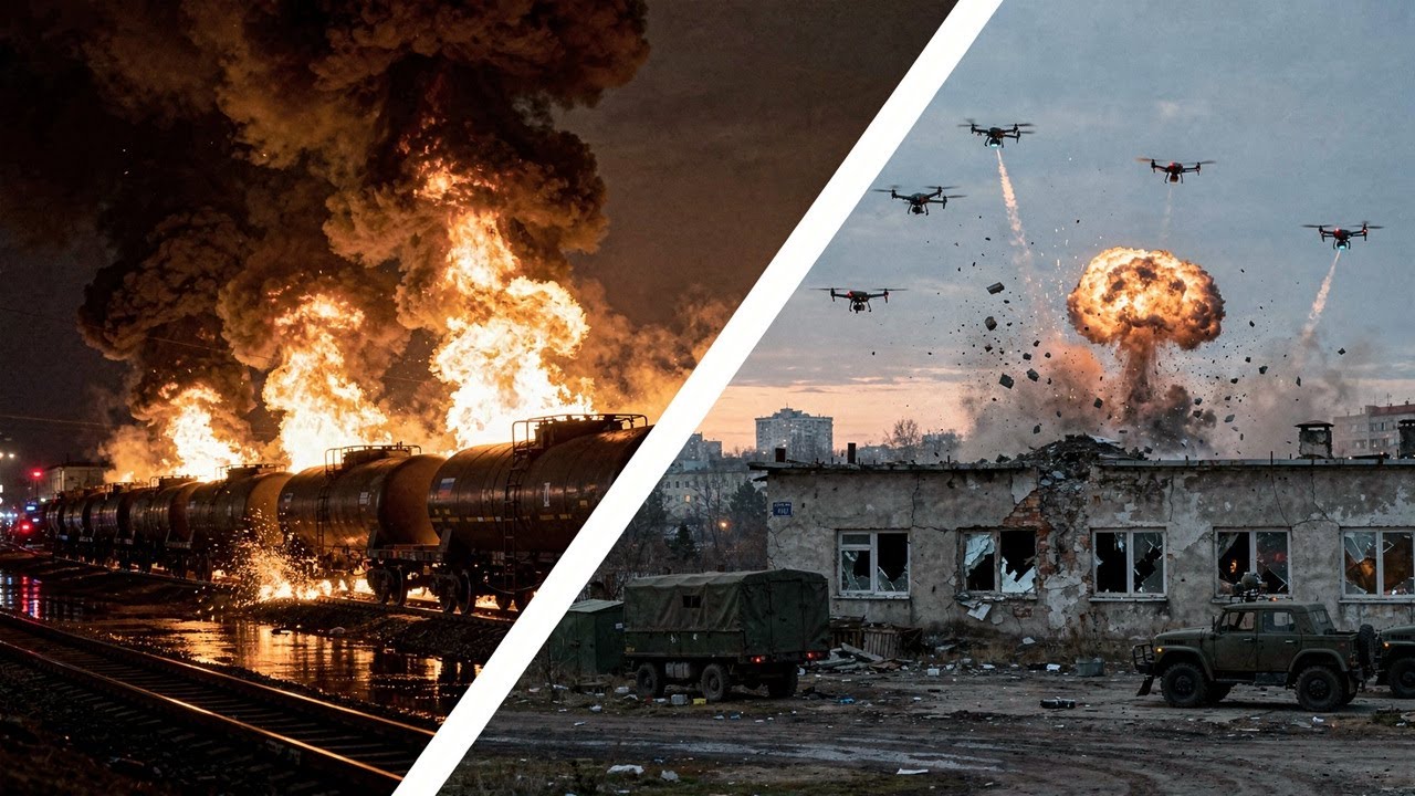 UKRAINIAN DRONES BURNED FUEL TRAIN IN CRIMEA - RUSSIAN TRAINING CENTER IN DONETSK IS HIT || 2025