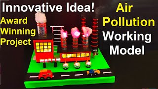 air pollution (factory) working model with lights for science exhibition - innovative