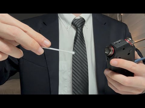 ASMR Mafia boss tascam mouth sounds, face touching and ear cleaning