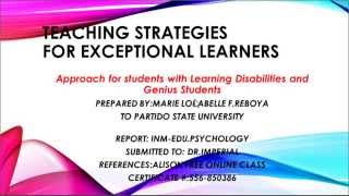 Teaching Strategies for teaching Exceptional learners (Overview)