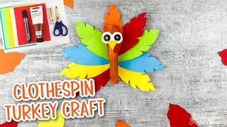 Clothespin Turkey Craft for Kids | Easy Thanksgiving DIY with FREE Template!