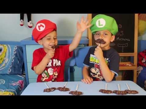 How to Make Mario and Luigi Chocolate Mustache Pops  - Abe's World