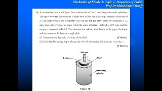 Mechanics of Fluids Topic2 - Example8 - Viscosity - Rotating Cylinder in Annulus - Test1Q1  S1 20/21