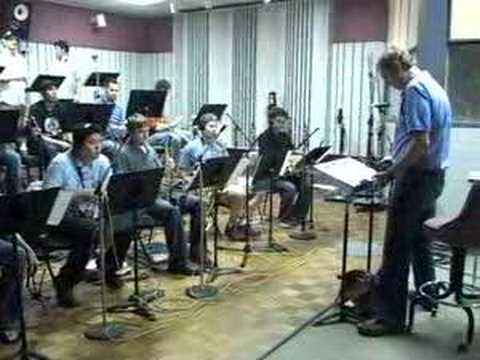 Preparing to record the One O'Clock Lab Band