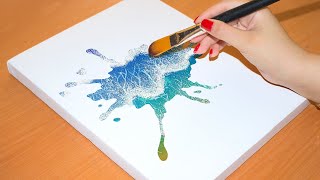 easy way to draw sea waves on the beach / Acrylic Painting Tutorials