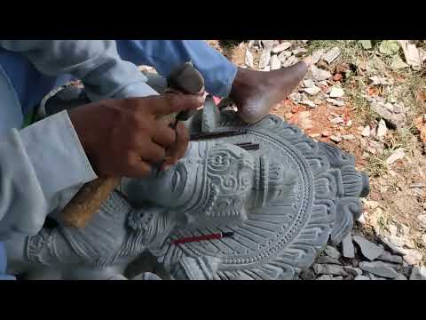 Granite stone 5 feet Durga statue face making