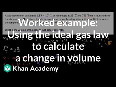 理想気体の法則を用いた体積変化の計算例 (Example using ideal gas law to calculate change in volume)