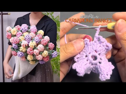 [ENG SUB] How To Crochet Carnations Blanket | VERY EASY Tutorial For Beginners Step by step