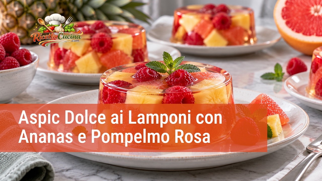 Anteprima video di Video Ricetta Aspic Dolce ai Lamponi con Ananas e Pompelmo Rosa