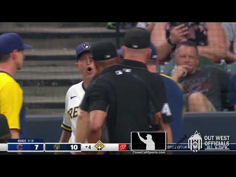 Ejection 084 - Jeremie Rehak Ejects Andy Haines after Yelich's strikeout during marathon inning