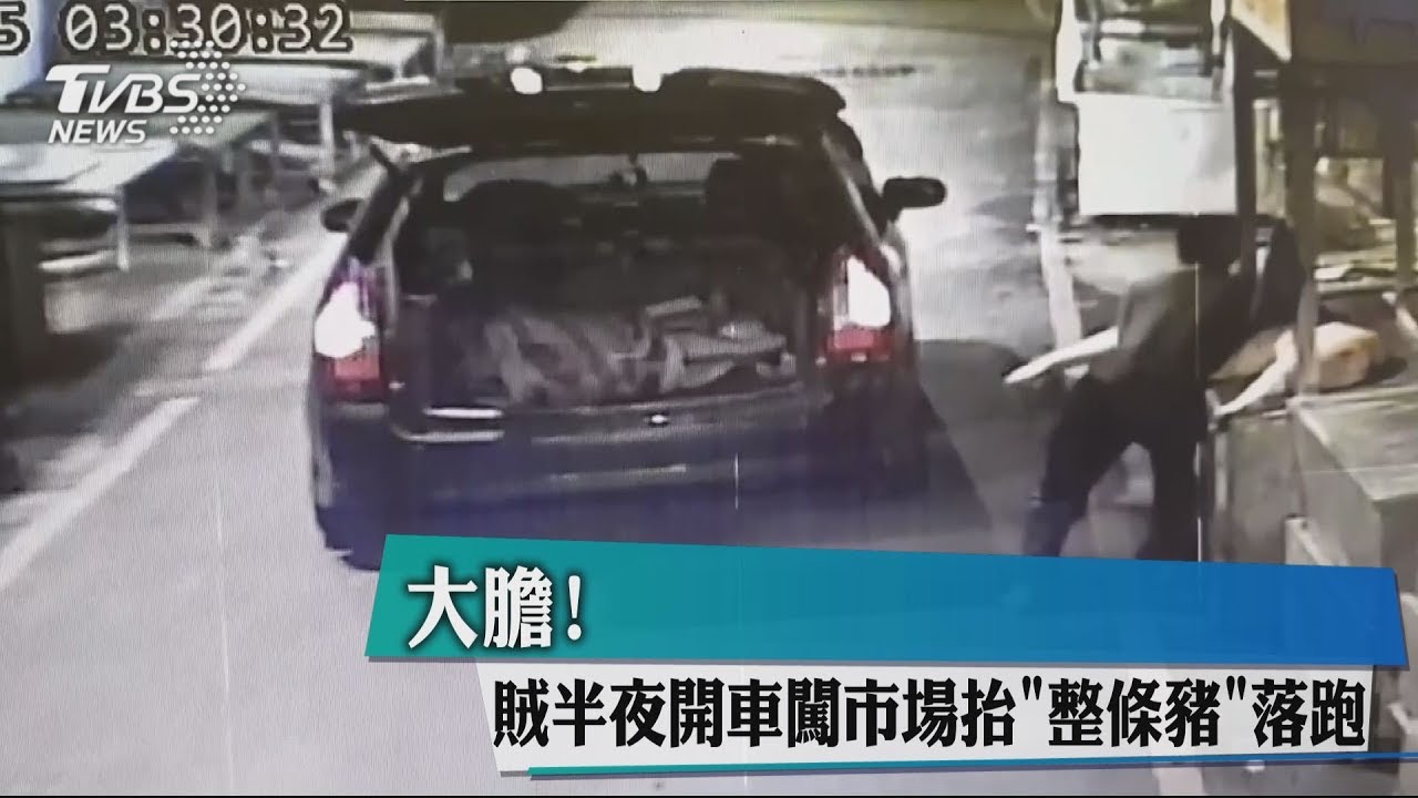大膽!賊半夜開車闖市場 抬整條豬落跑