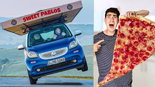 Delivering World's LARGEST Pizza in World's SMALLEST Car