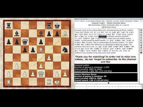 Emanuel Lasker vs Johann Hermann Bauer"Emanuel Labor" Amsterdam (1889), Amsterdam NED, rd 1