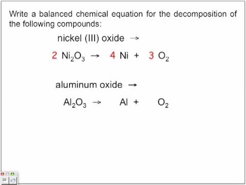 Write a balanced equation for the decomposition of water