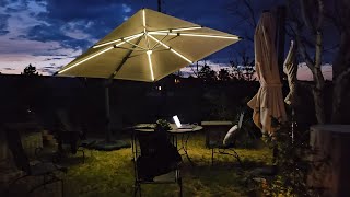The BEST Patio Umbrella - Purple Leaf LED Light 360 Swivel With Tilting!