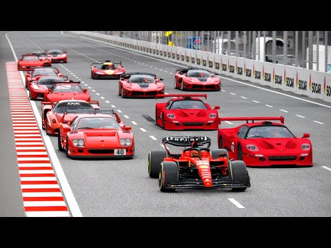 Ferrari F1 2023 SF-23 vs All Ferrari Prototype Cars - Azerbaijan Grand Prix Baku