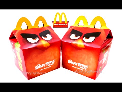 2016 McDONALD'S ANGRY BIRDS ACTION THE ANGRY BIRDS MOVIE HAPPY MEAL BOX #2 RED FREE BIRD CODE TOYS Video