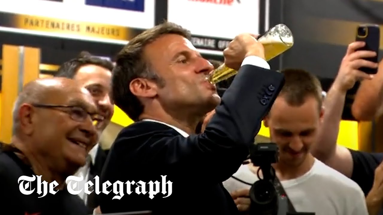 Watch Emmanuel Macron downs a Corona in one with Toulouse rugby players