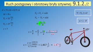 9.1.2. Koła roweru mają średnicę d = 71 cm. Gdy rowerzysta zjeżdża z górki w czasie deltat = 8s jeg