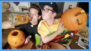 DRUNK PUMPKIN CARVING (ft. Sawyer Hartman) | Tyler Oakley