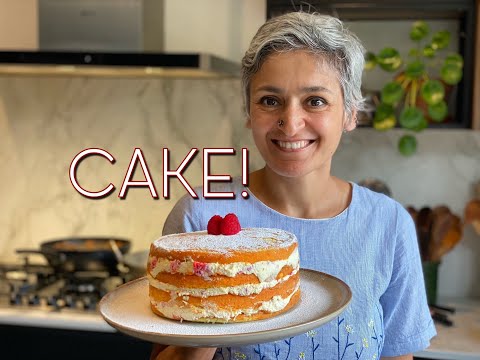 RASPBERRY CAKE with almond and lemon | Summer cake | CREAM CAKE | Food with Chetna