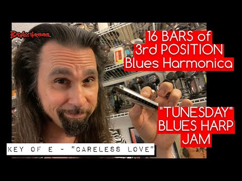How To Not Suck at 16 Bar Blues in 3rd Position - Key of A Blues Harmonica Jam Tracks - Tunesday 58