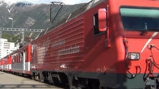 preview picture of video 'MGB Matterhorn-Gotthard-Bahn in Brig -Zug,trainfart,train'