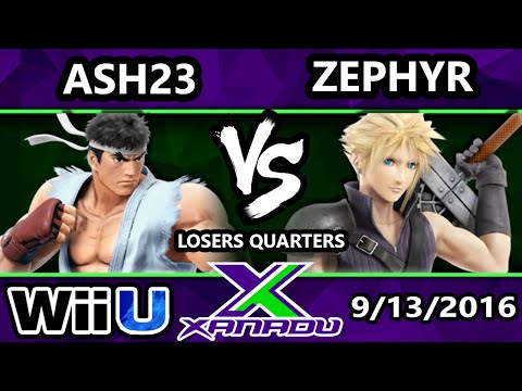 S@X 167 - Ashe23 (Ryu) Vs. Zephyr (Cloud) SSB4 Losers Quarters- Smash Wii U - Smash 4