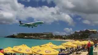 preview picture of video 'Planes landing and take-off footage at Maho Beach St Maarten'