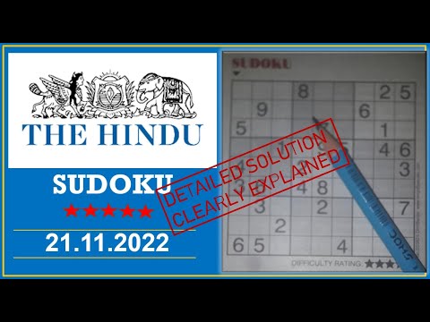 How to Solve 5 Star Hindu  Sudoku Nov 21,  2022 -  Step By Step Solution