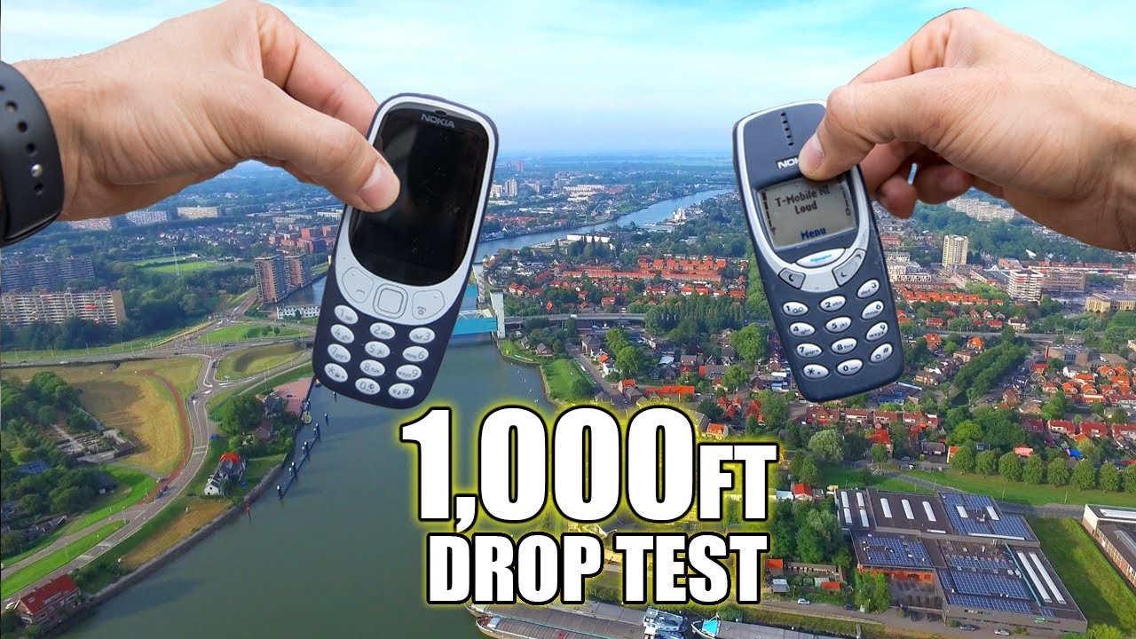 Nokia 3310 vs. New Nokia 3310 DROP TEST from 1000 FEET!! | Durability Review