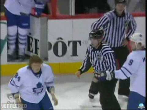 Mikhail Grabovski and Sergei Kostitsyn at it again.. Grabovski shoves a linesman