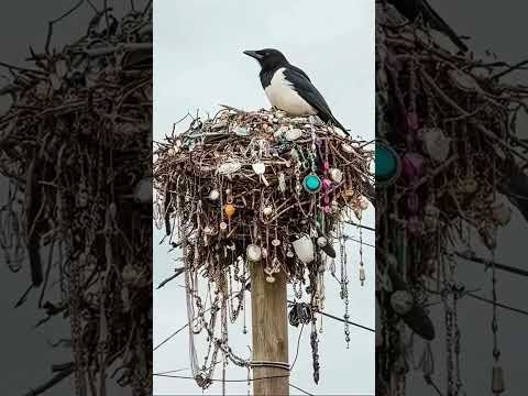 চোর পাখি 😱🪙Magpie চকচকে জিনিস চুরি করতে ভালোবাসে 😱 #vairalvideo #facts