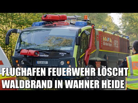 Forest fire at Cologne/Bonn Airport - Rosenbauer Panther 8x8 and helicopter in action | May 4, 2022