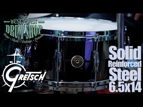 Gretsch 6.5x14 Solid Steel Snare Drum Black Nickel Plated image 6