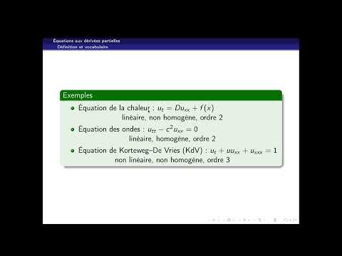 Introduction aux équations aux dérivées partielles 1 - Généralités et premiers exemples
