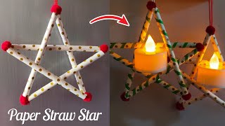 Easy Star Using Drinking Paper Straw ⭐ DIY Christmas Ornaments