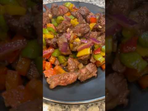 Air Fryer Steak Bites & Peppers in Under 15 Minutes! 🔥